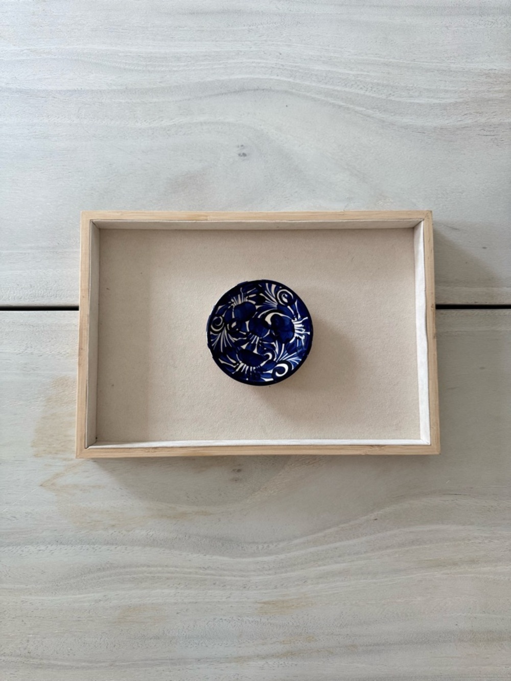 Mexican Talavera Cobalt Blue & White Hand Painted Mini Trinket Bowl 4"
